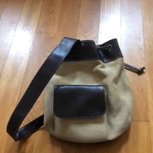 Leather and jute sling bag. Liz Claiborne! Quality
